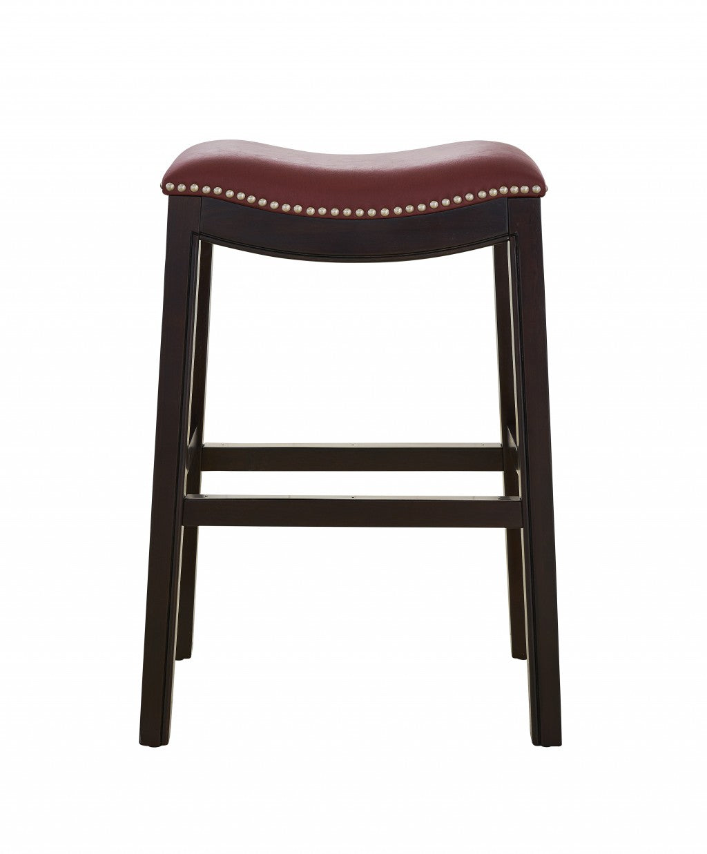 25" Espresso and Red Saddle Style Counter Height Bar Stool By Homeroots | Bar Stools | Modishstore - 2