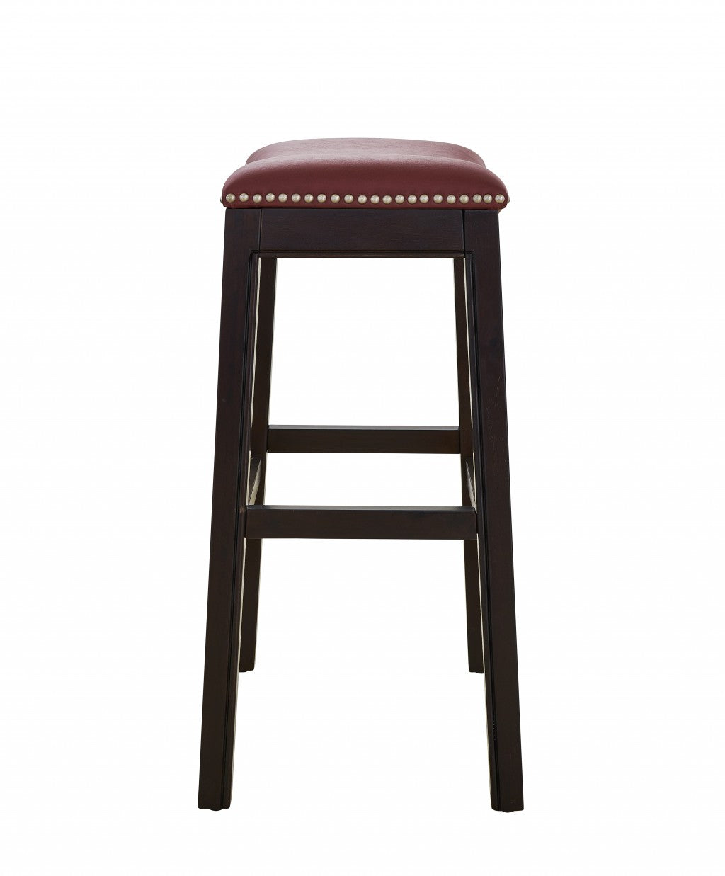 25" Espresso and Red Saddle Style Counter Height Bar Stool By Homeroots | Bar Stools | Modishstore - 3