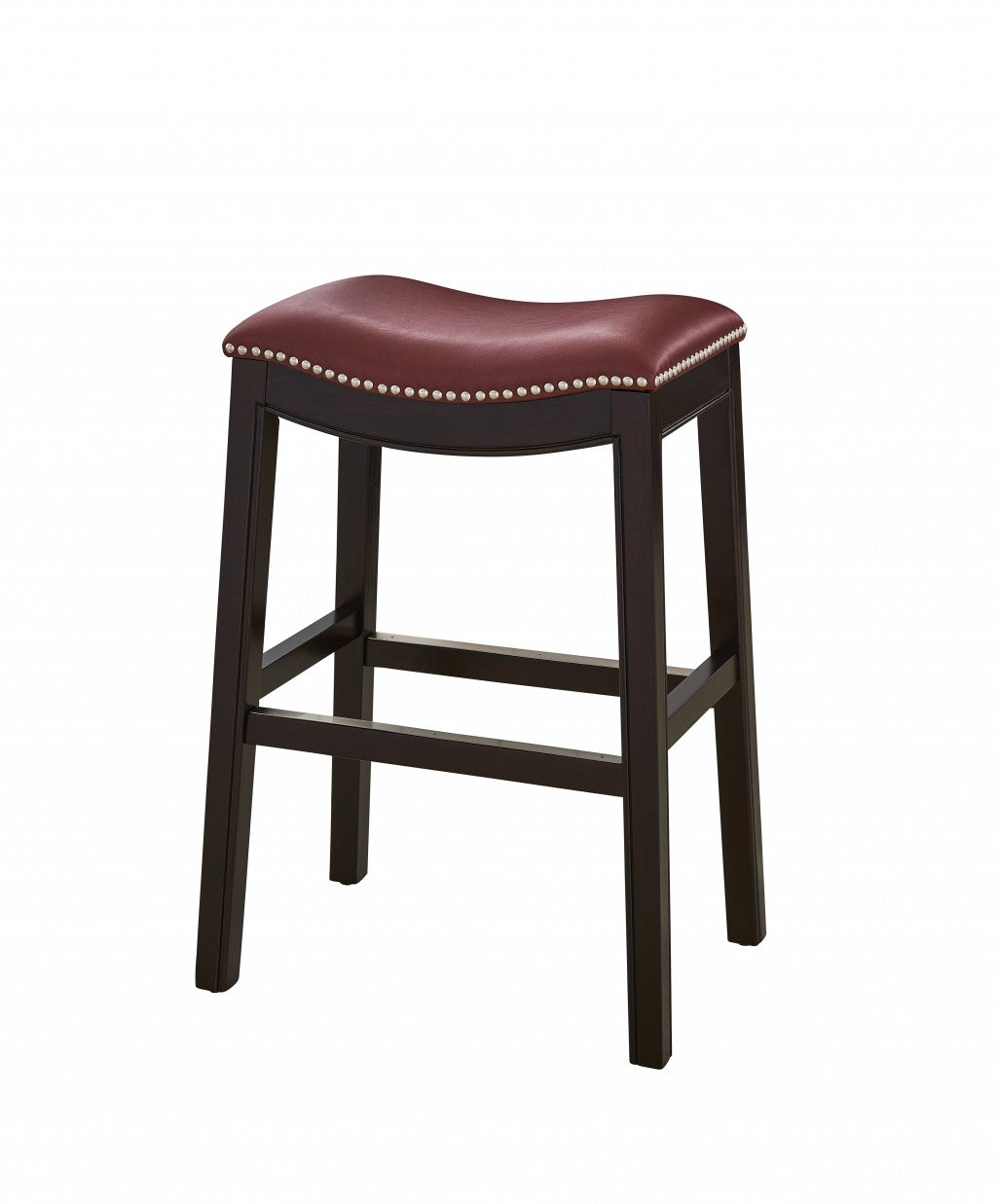25" Espresso and Red Saddle Style Counter Height Bar Stool By Homeroots | Bar Stools | Modishstore - 4