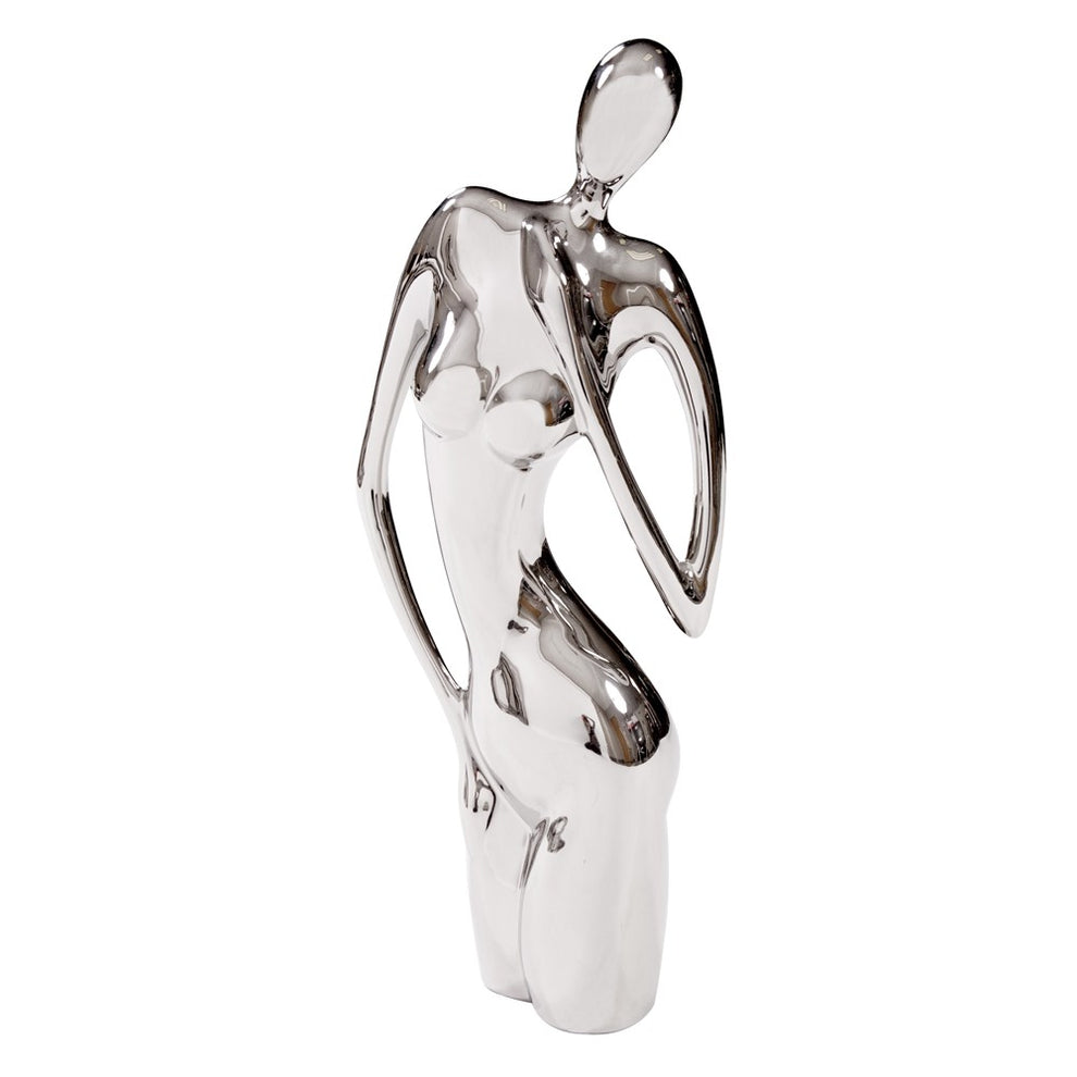Modern Shiny Silver Female Form Sculpture By Homeroots | Sculptures | Modishstore - 2