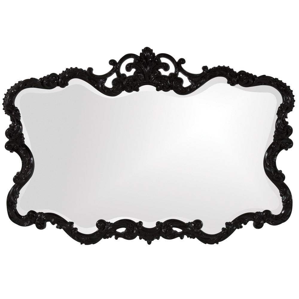 Scallop Mirror with Ornate Black Lacquer Frame By Homeroots | Mirrors | Modishstore