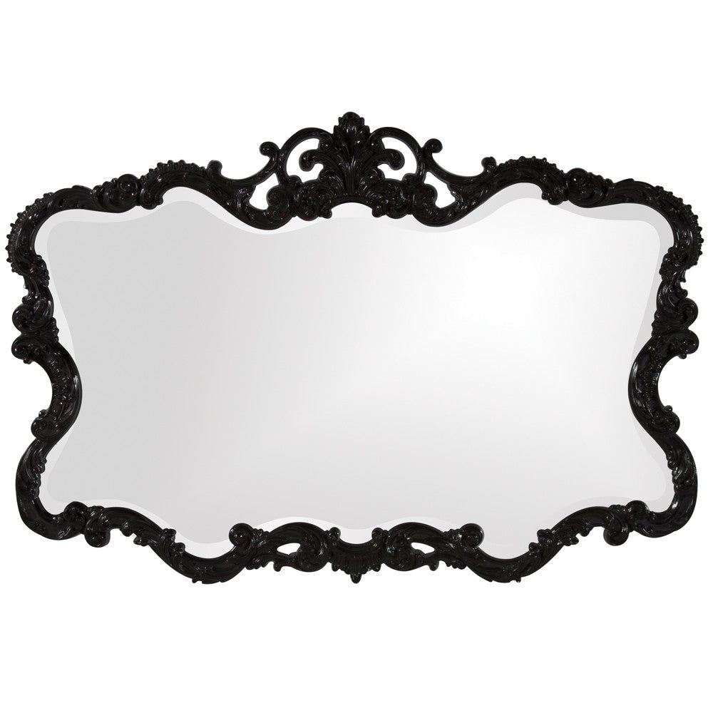 Scallop Mirror with Ornate Black Lacquer Frame By Homeroots | Mirrors | Modishstore - 2
