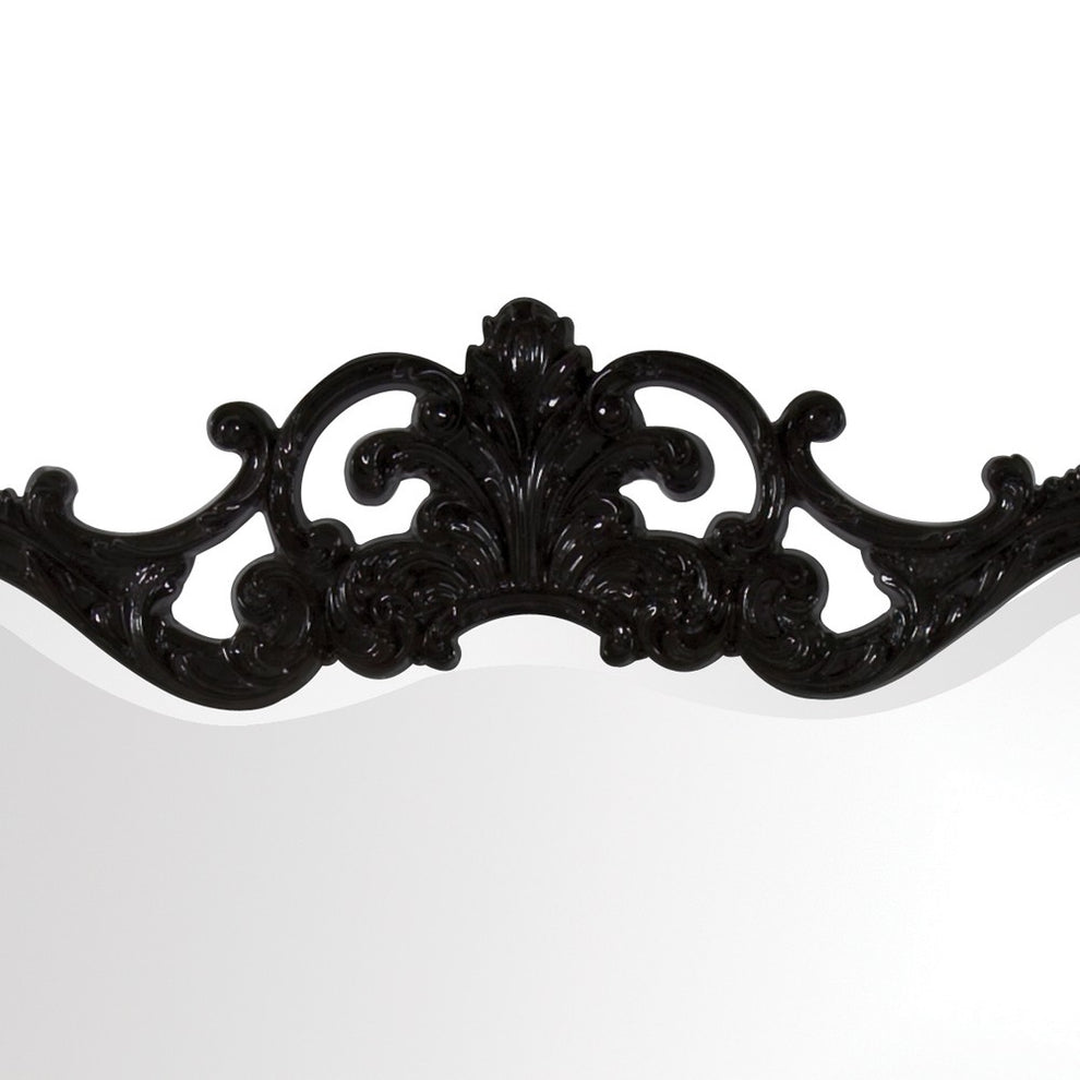Scallop Mirror with Ornate Black Lacquer Frame By Homeroots | Mirrors | Modishstore - 3
