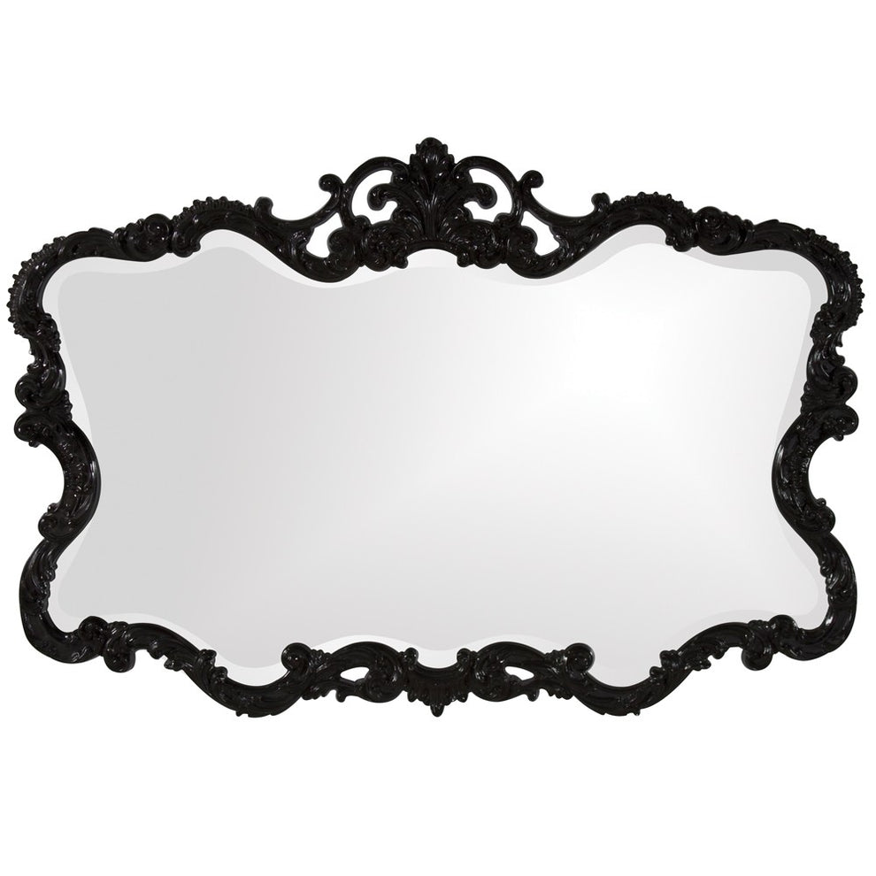 Scallop Mirror with Ornate Black Lacquer Frame By Homeroots | Mirrors | Modishstore - 4