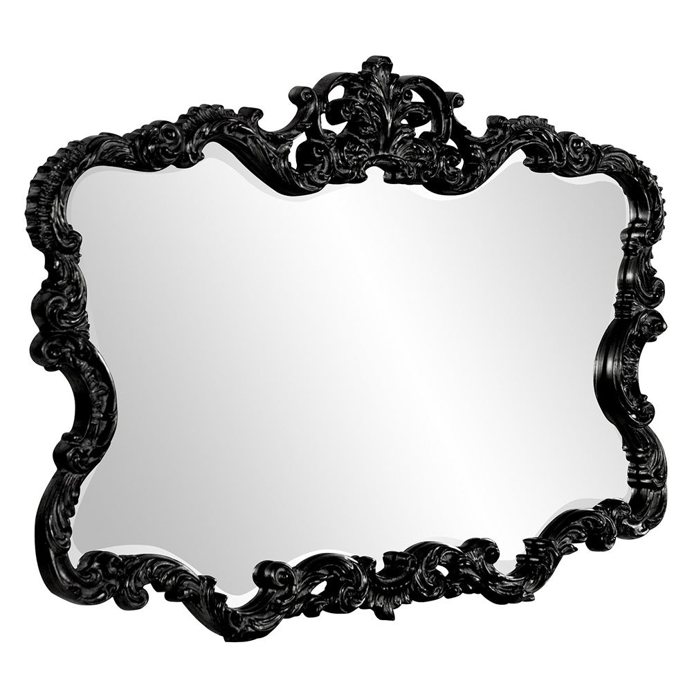 Scallop Mirror with Ornate Black Lacquer Frame By Homeroots | Mirrors | Modishstore - 4