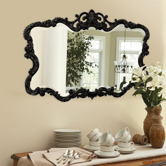 Scallop Mirror with Ornate Black Lacquer Frame By Homeroots | Mirrors | Modishstore - 5