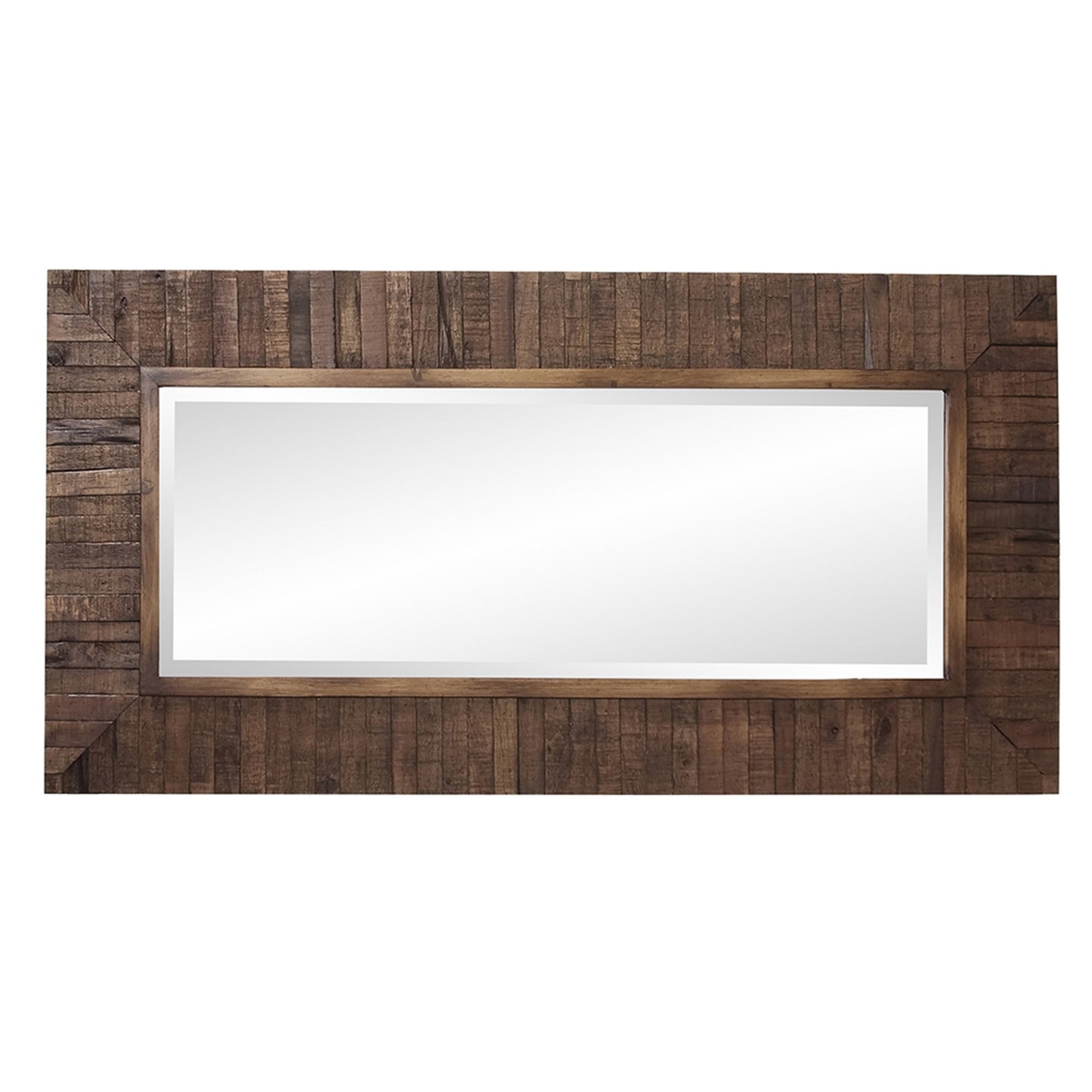 Rectangular Weathered Walnut Stain Strips Mirror By Homeroots | Mirrors | Modishstore - 4