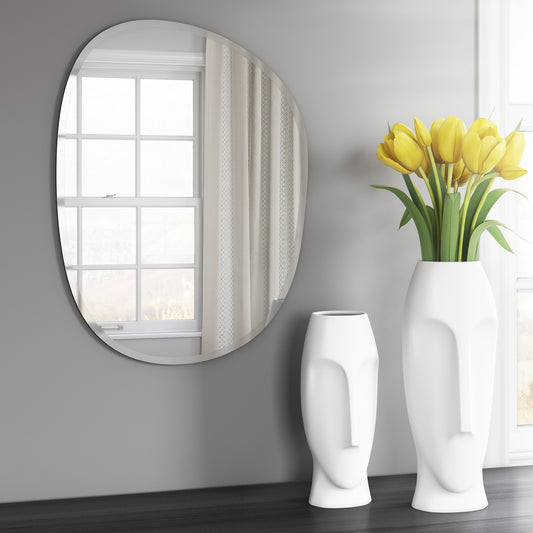 Oval Asymmetrical Frameless Mirror By Homeroots | Mirrors | Modishstore - 5