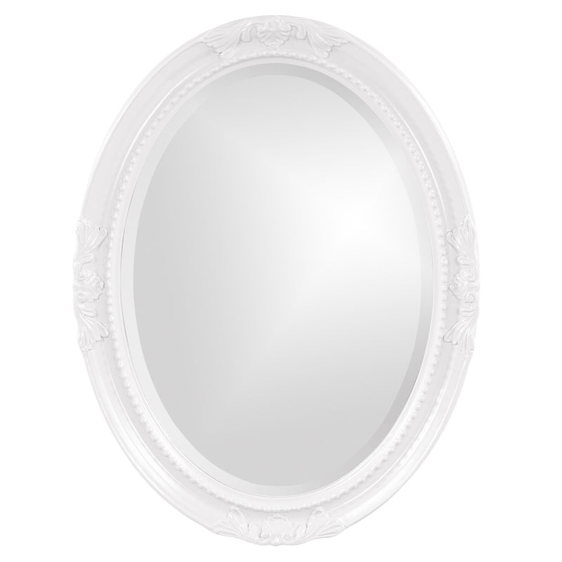 Oval Mirror In A Glossy White Wood Frame By Homeroots | Mirrors | Modishstore