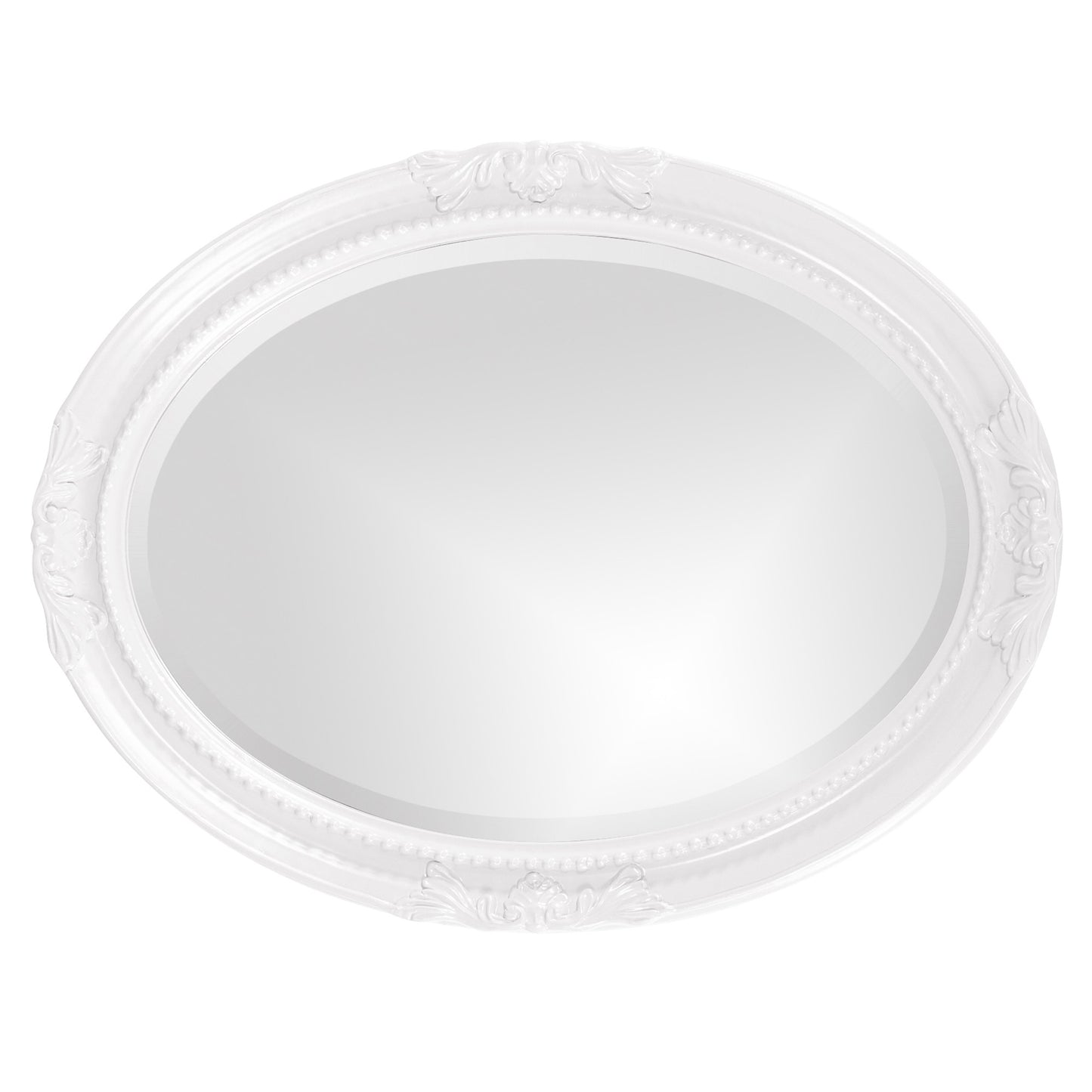 Oval Mirror In A Glossy White Wood Frame By Homeroots | Mirrors | Modishstore - 4