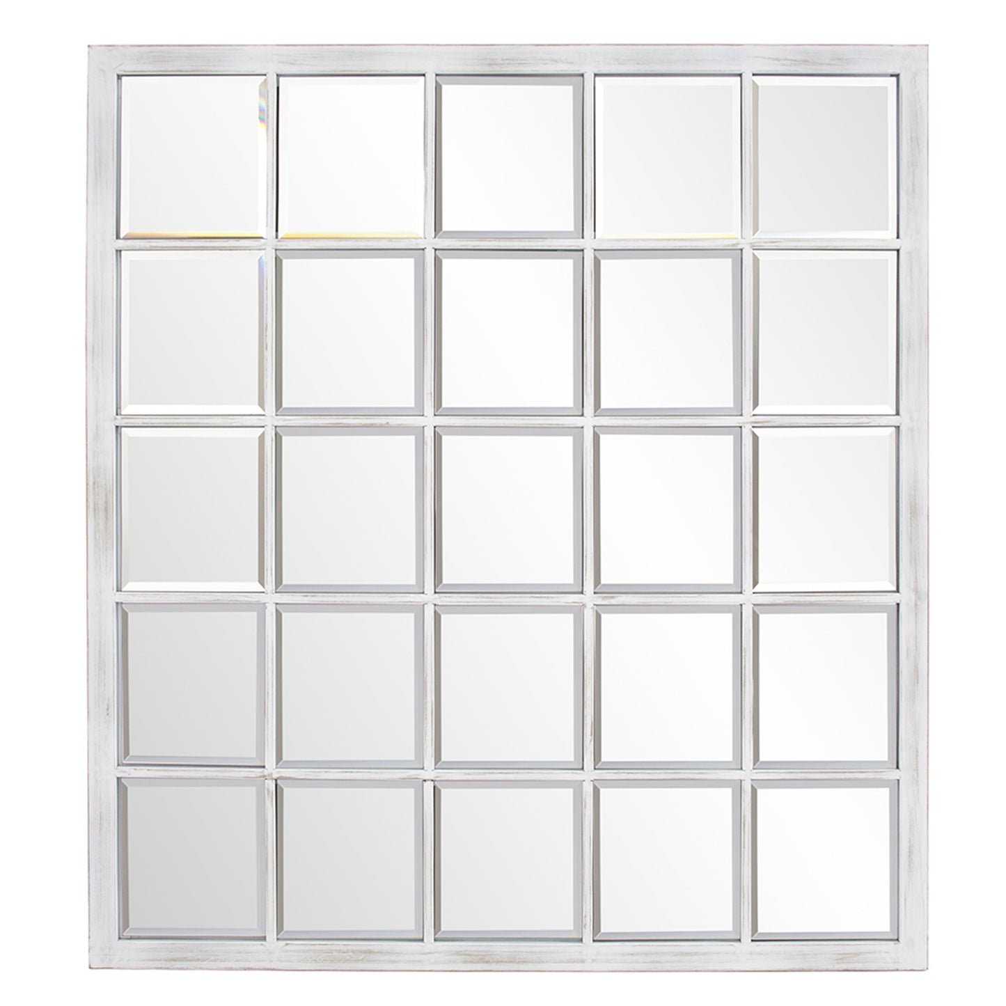 Rectangular Whitewash Window Pane Tile Mirror By Homeroots | Mirrors | Modishstore