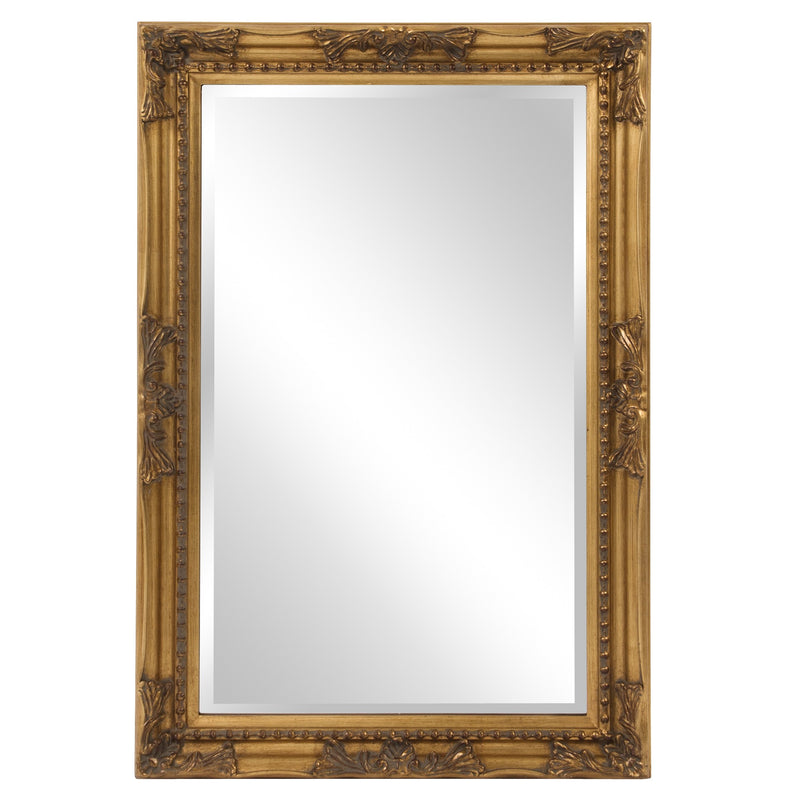 Rectangular Antiqued Gold Wood Frame Mirror By Homeroots | Mirrors | Modishstore