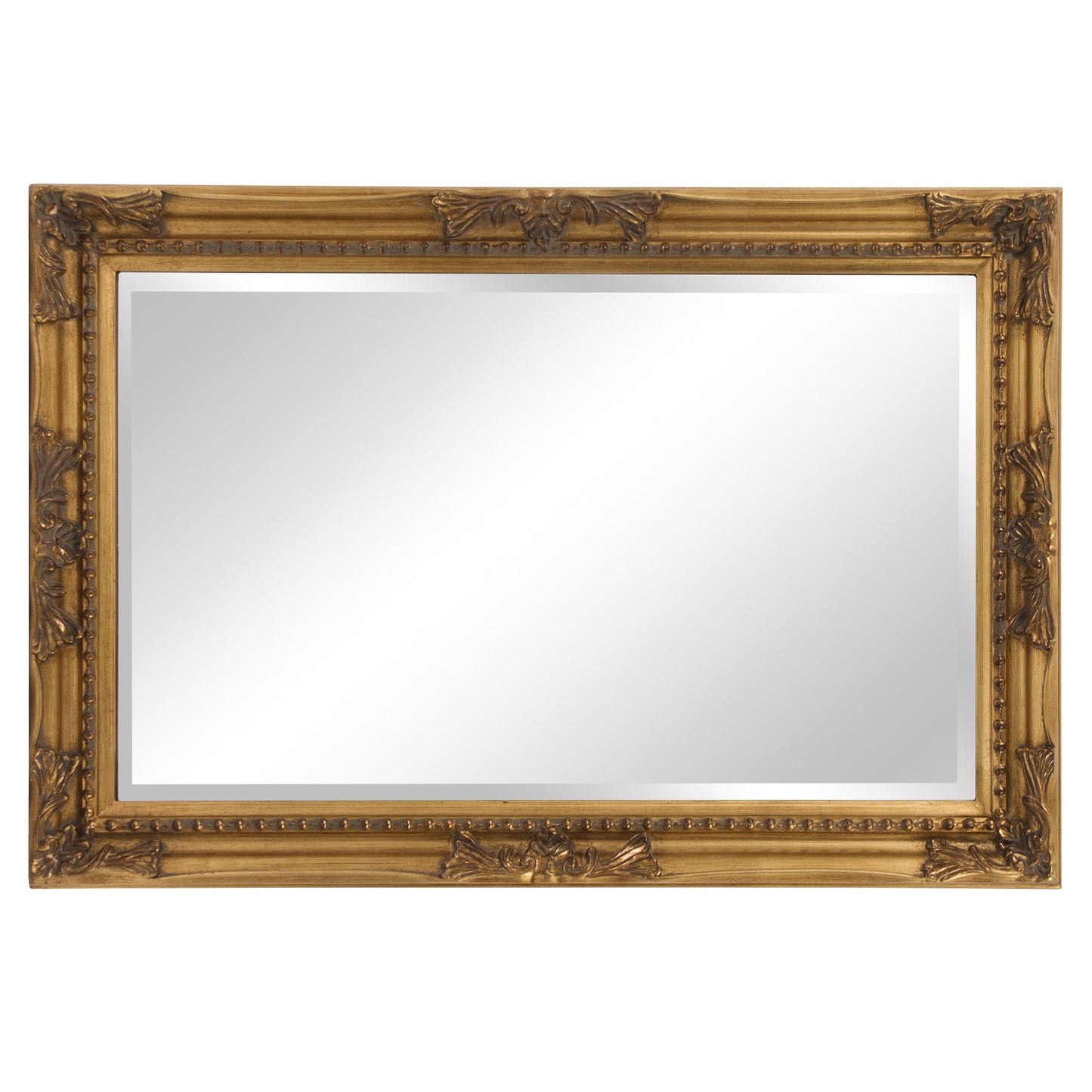 Rectangular Antiqued Gold Wood Frame Mirror By Homeroots | Mirrors | Modishstore - 4