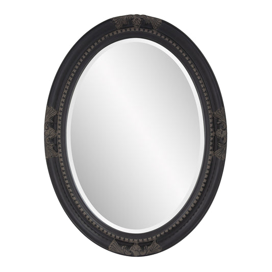 Oval Antiqued Black Wood Frame Mirror By Homeroots | Mirrors | Modishstore