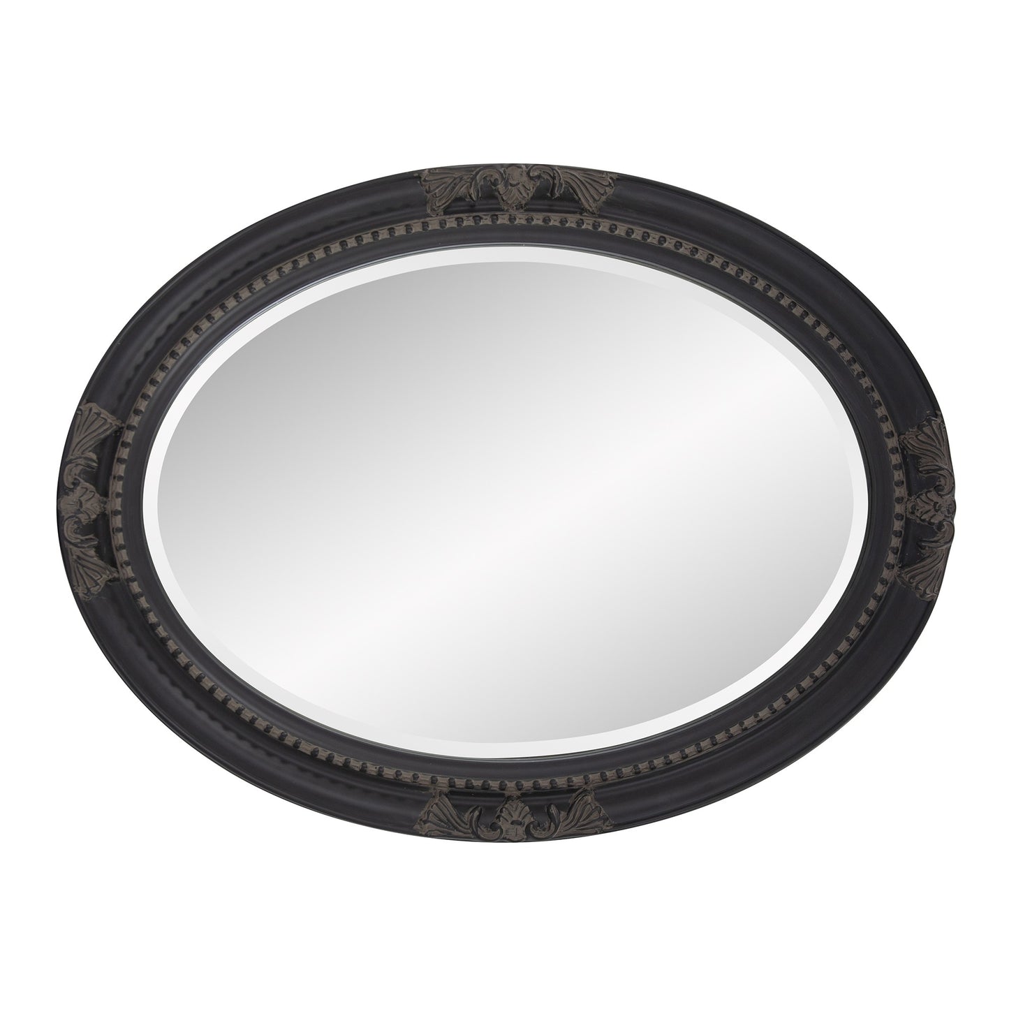 Oval Antiqued Black Wood Frame Mirror By Homeroots | Mirrors | Modishstore - 4