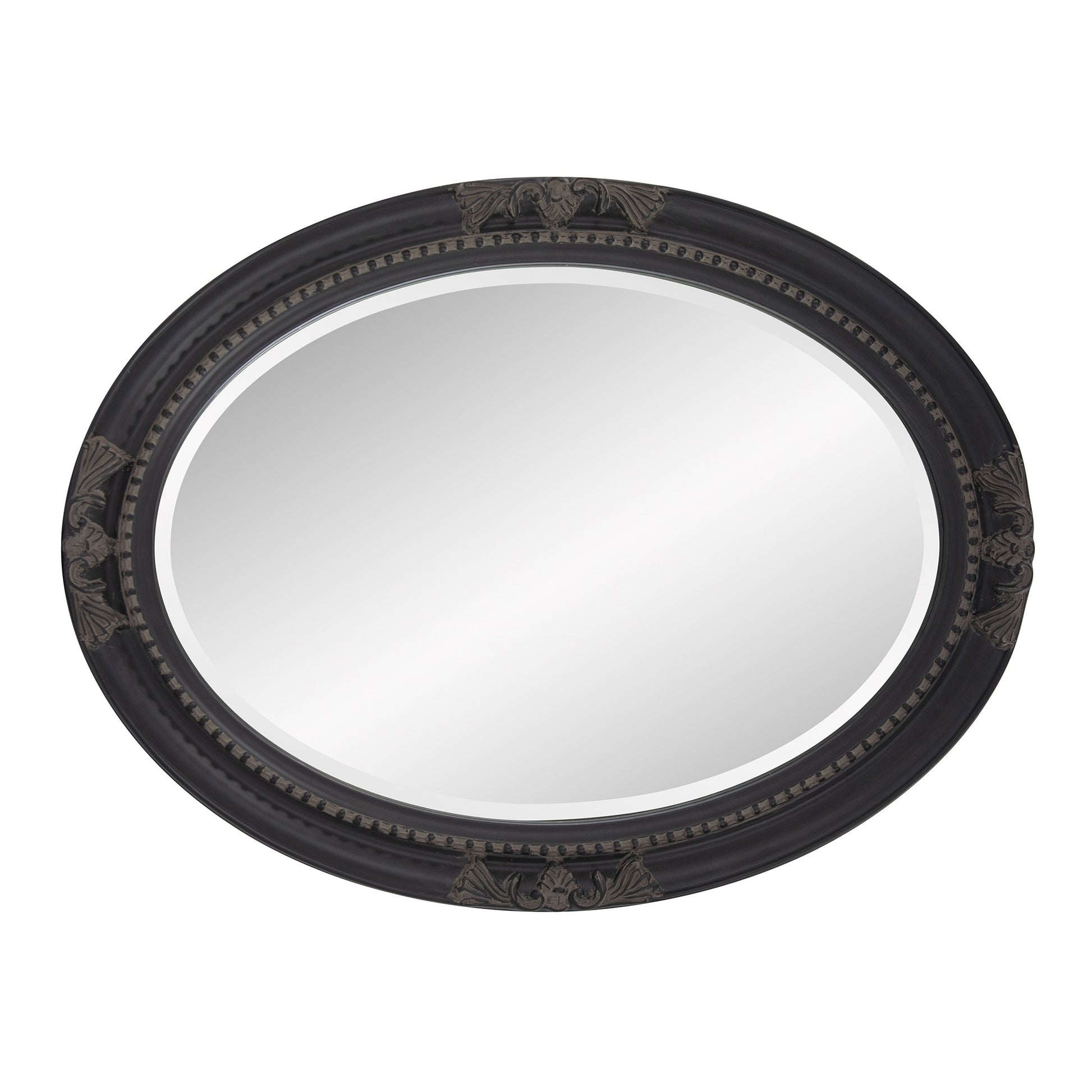 Oval Antiqued Black Wood Frame Mirror By Homeroots | Mirrors | Modishstore - 4
