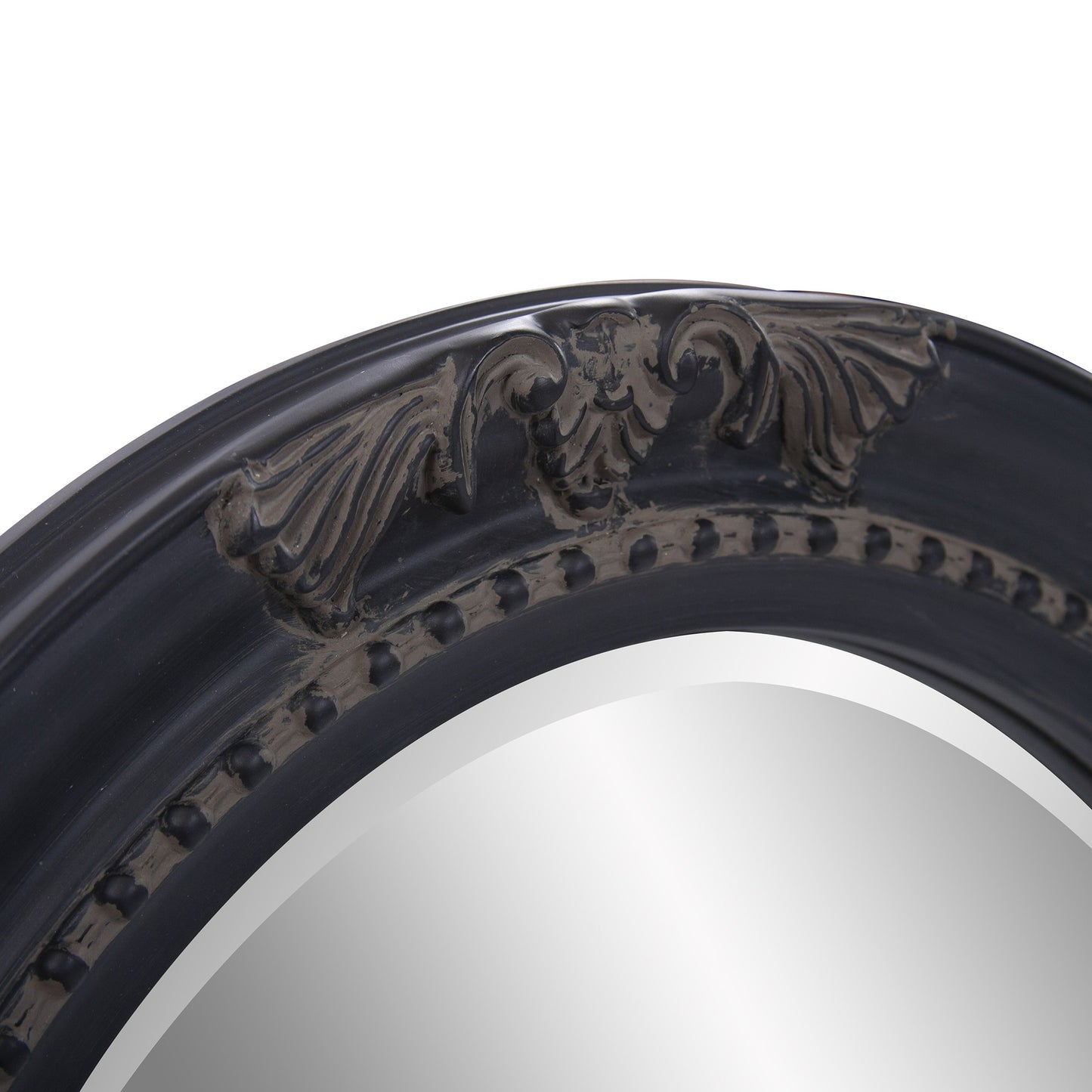 Oval Antiqued Black Wood Frame Mirror By Homeroots | Mirrors | Modishstore - 5