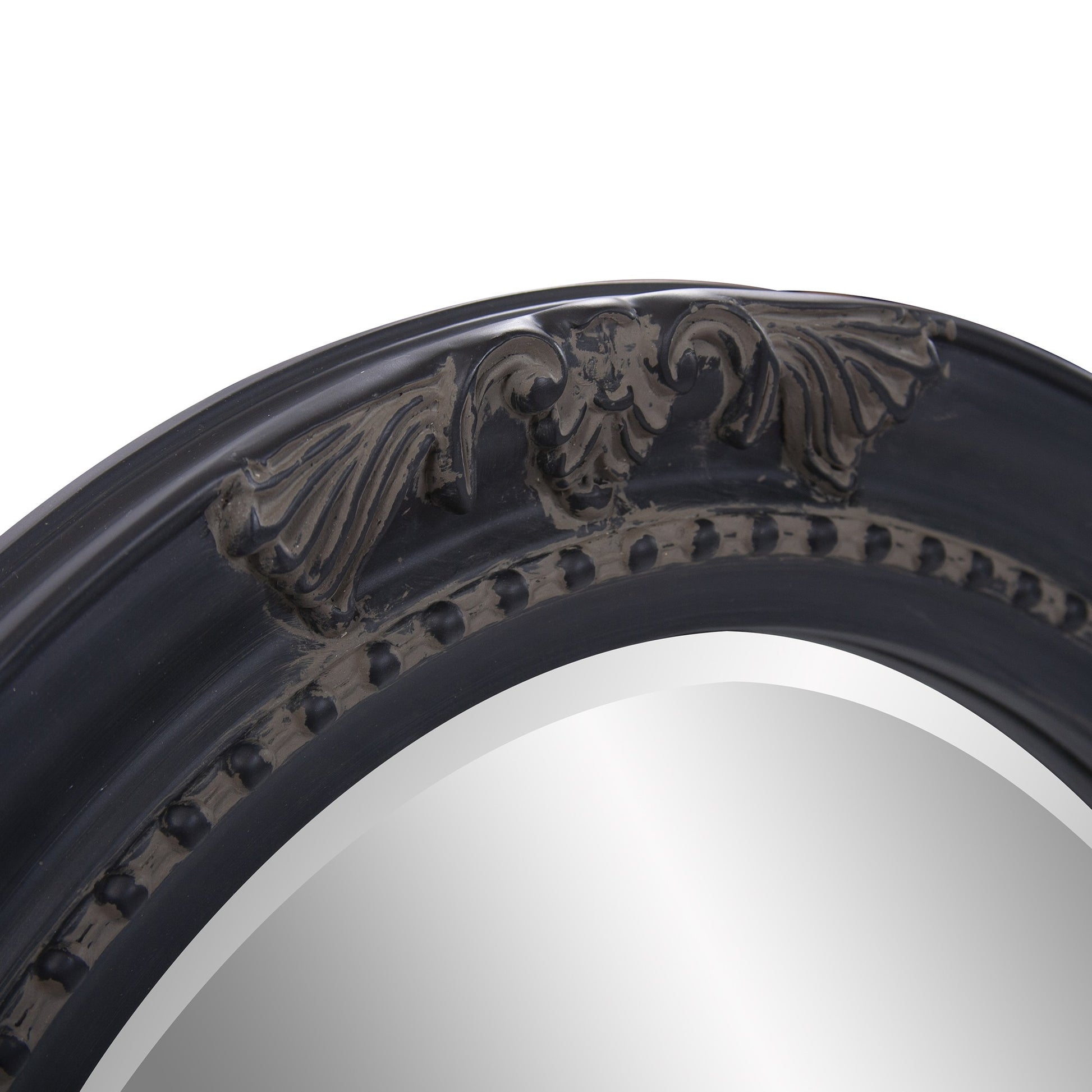 Oval Antiqued Black Wood Frame Mirror By Homeroots | Mirrors | Modishstore - 5