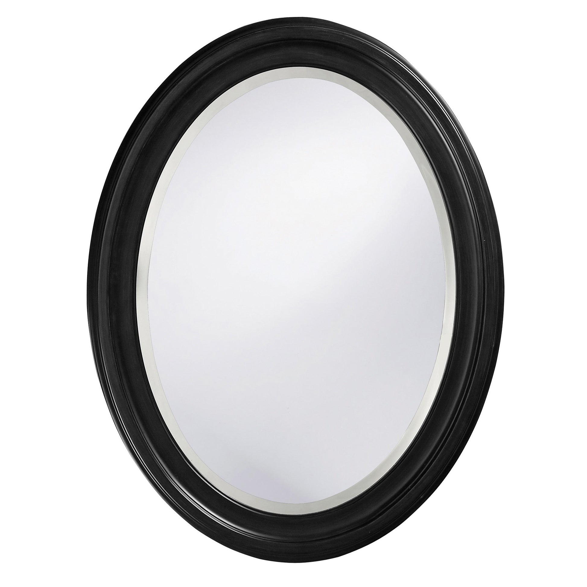 Oval Shaped Black Wood Frame Mirror By Homeroots | Mirrors | Modishstore - 2