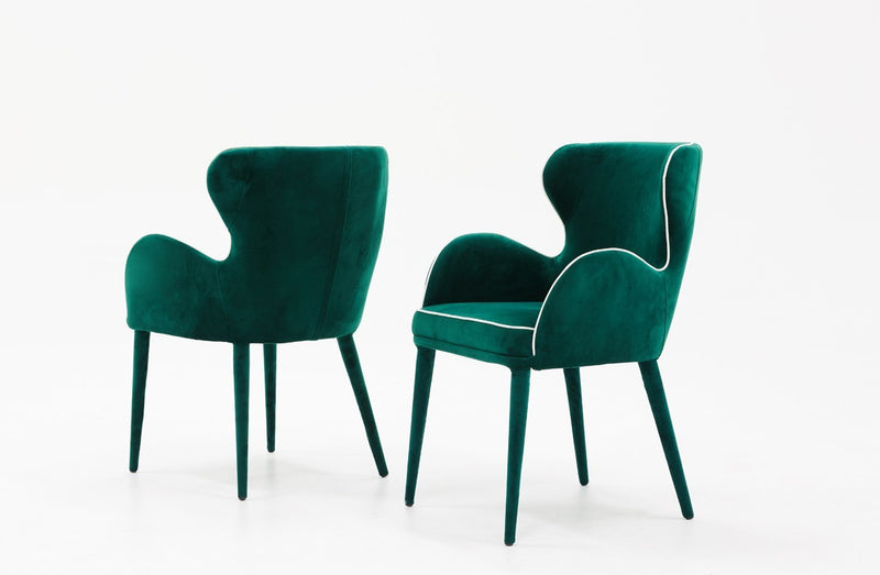 Modern Green Velvet With White Dining Or Side Chair By Homeroots | Dining Chairs | Modishstore