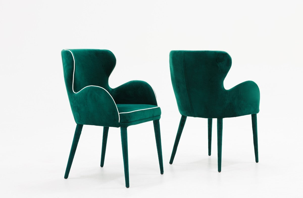 Modern Green Velvet With White Dining Or Side Chair By Homeroots | Dining Chairs | Modishstore - 2