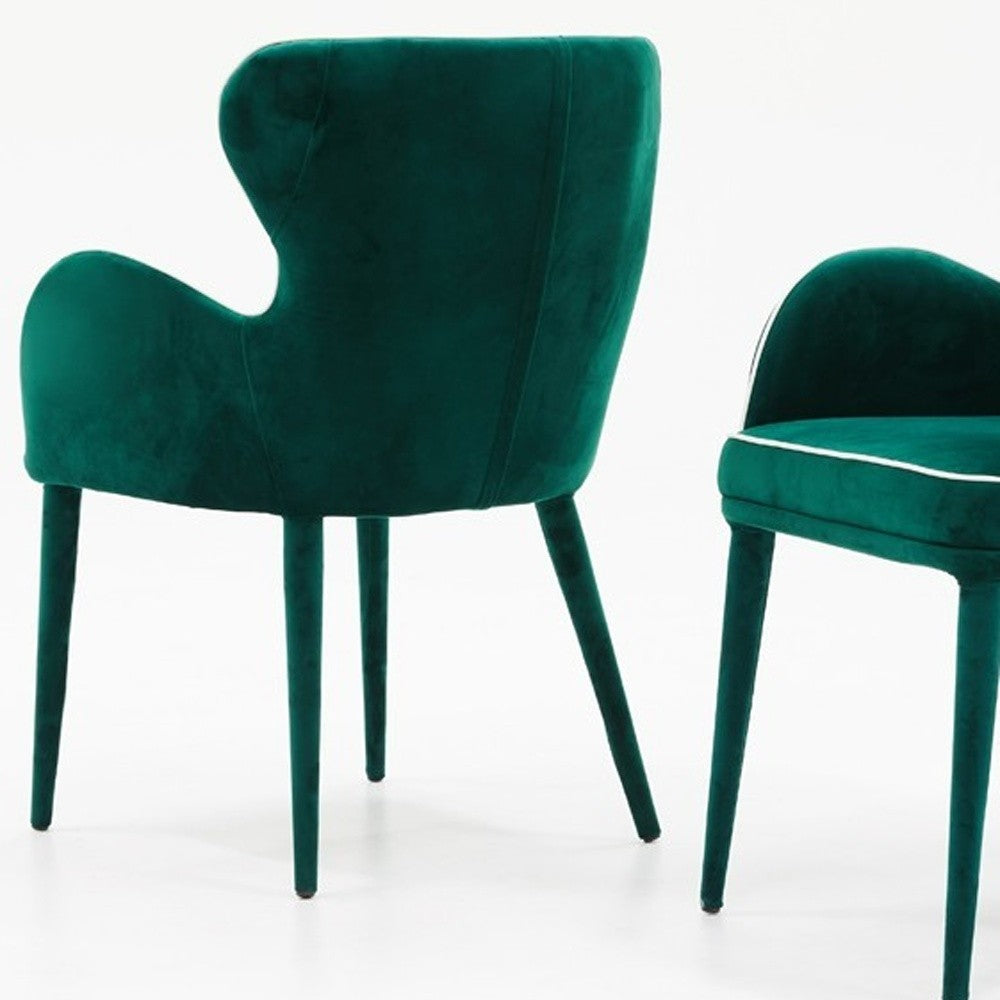 Modern Green Velvet With White Dining Or Side Chair By Homeroots | Dining Chairs | Modishstore - 3