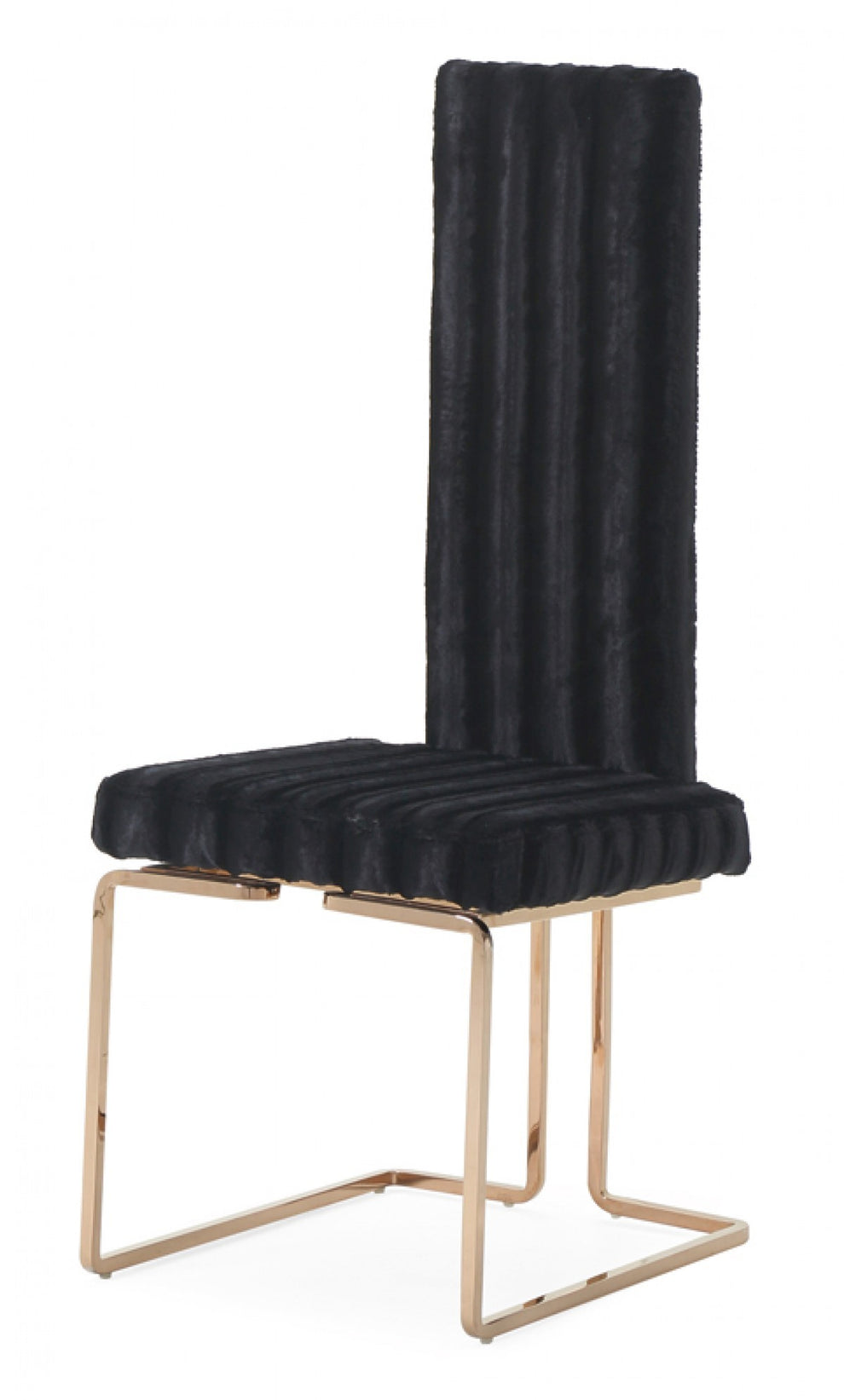 Set Of 2 Mod High Back Black And Rose Gold Dining Chairs By Homeroots | Dining Chairs | Modishstore - 2