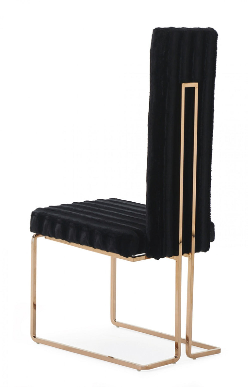 Set Of 2 Mod High Back Black And Rose Gold Dining Chairs By Homeroots | Dining Chairs | Modishstore - 3