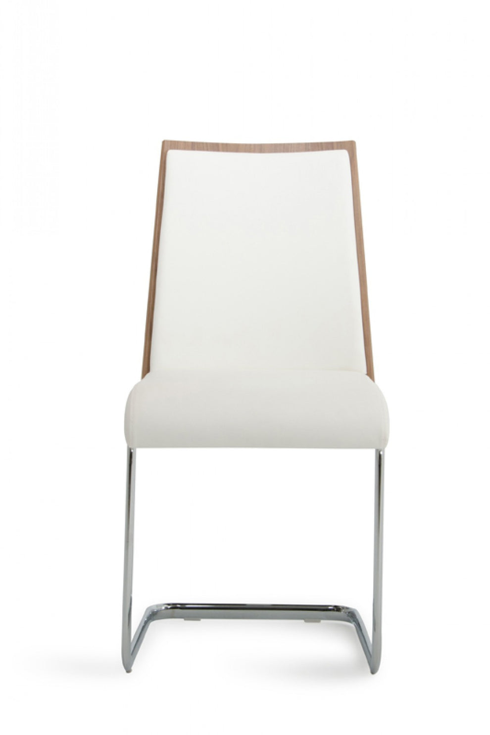 Set Of 2 Modern White Faux Leather And Walnut Finish Dining Chairs By Homeroots | Dining Chairs | Modishstore - 3
