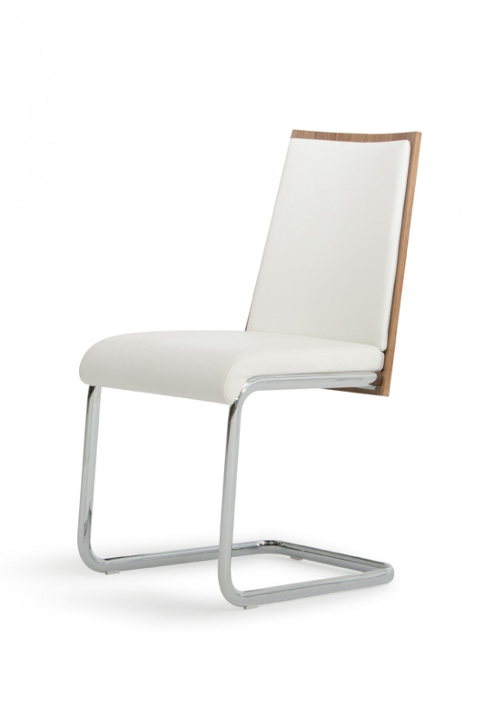 Set Of 2 Modern White Faux Leather And Walnut Finish Dining Chairs By Homeroots | Dining Chairs | Modishstore - 4