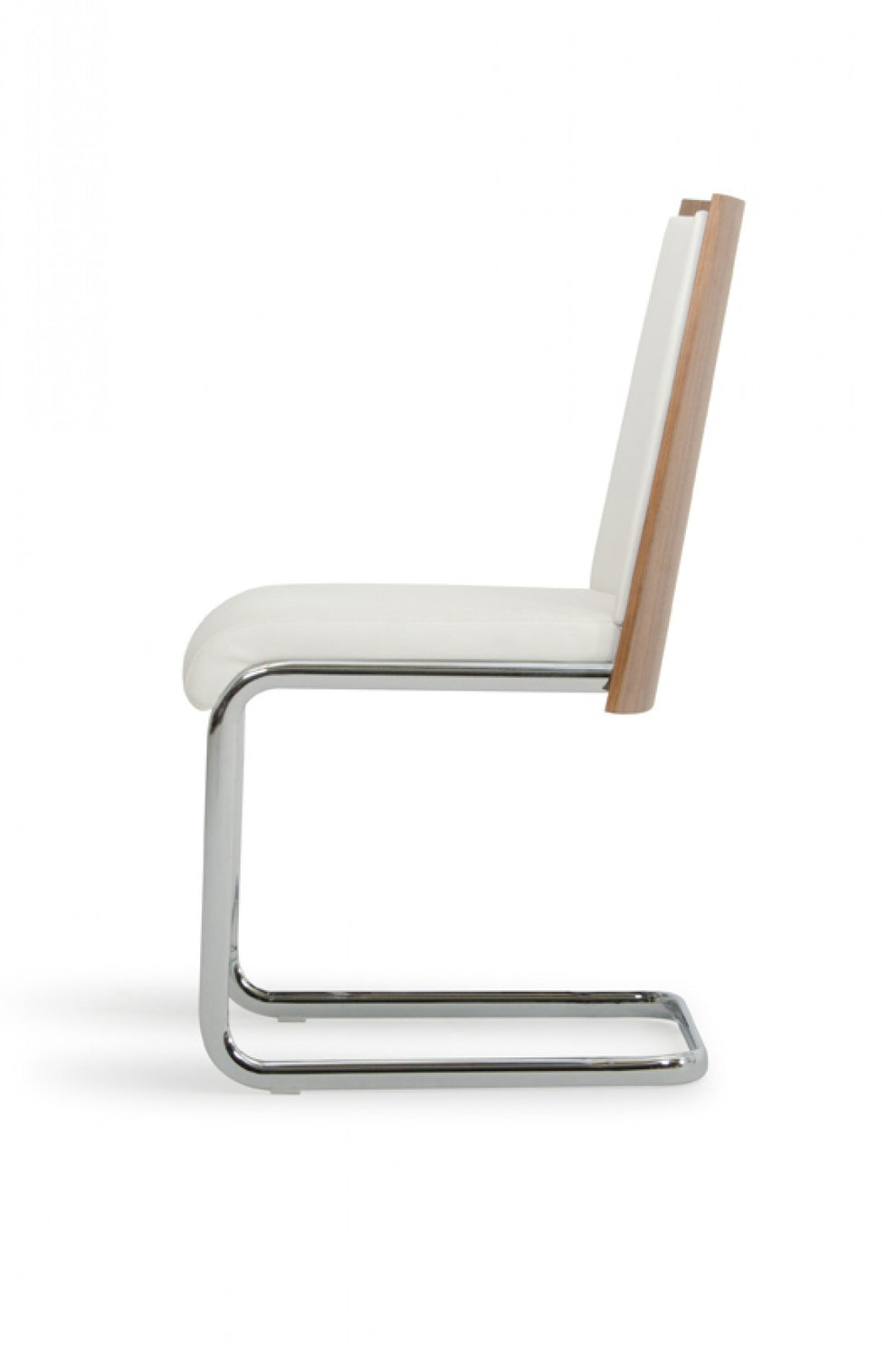 Set Of 2 Modern White Faux Leather And Walnut Finish Dining Chairs By Homeroots | Dining Chairs | Modishstore - 5
