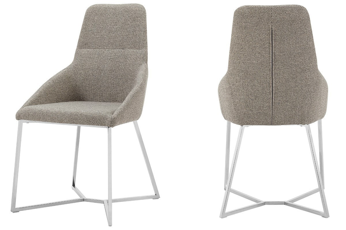 Set Of 2 Light Grey And Geo Stainless Steel Dining Chairs By Homeroots | Dining Chairs | Modishstore