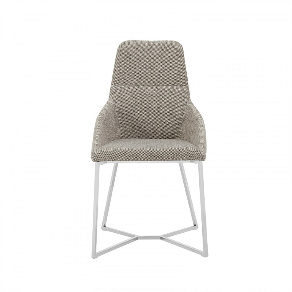 Set Of 2 Light Grey And Geo Stainless Steel Dining Chairs By Homeroots | Dining Chairs | Modishstore - 2