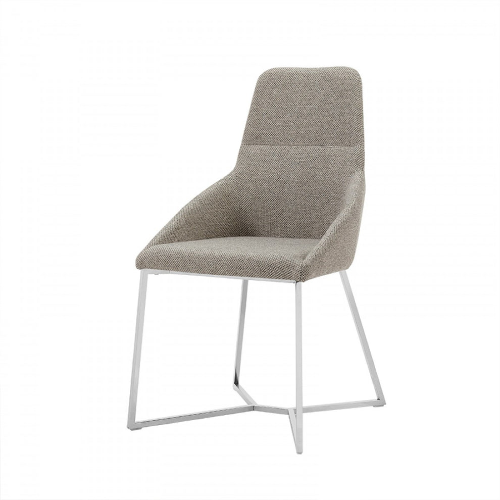 Set Of 2 Light Grey And Geo Stainless Steel Dining Chairs By Homeroots | Dining Chairs | Modishstore - 3