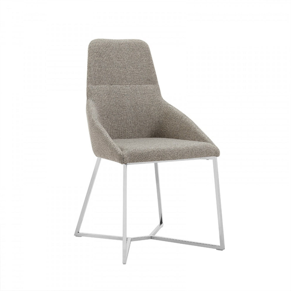 Set Of 2 Light Grey And Geo Stainless Steel Dining Chairs By Homeroots | Dining Chairs | Modishstore - 4