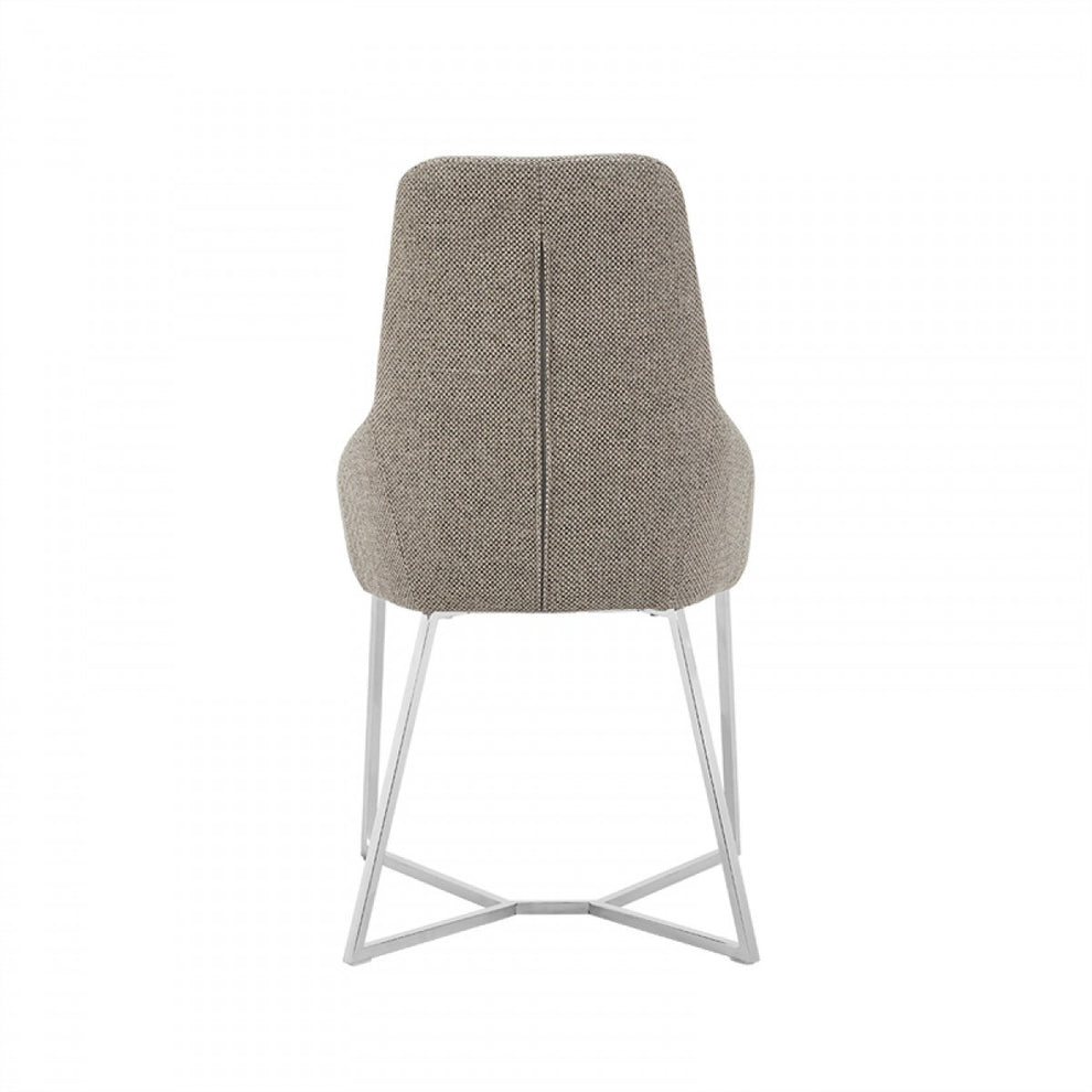 Set Of 2 Light Grey And Geo Stainless Steel Dining Chairs By Homeroots | Dining Chairs | Modishstore - 5