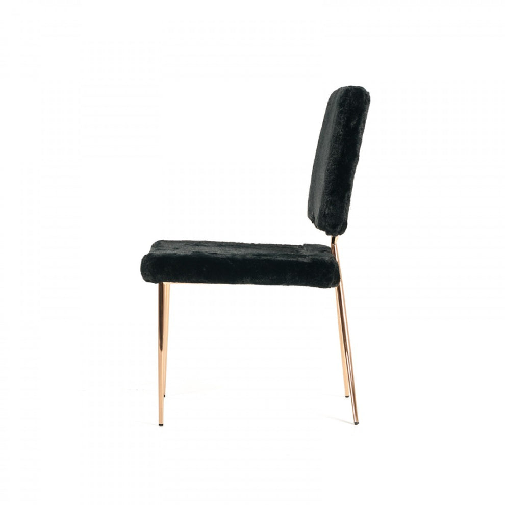 Set Of 2 Glam Modern Black Faux Fur Dining Chairs By Homeroots | Dining Chairs | Modishstore - 4