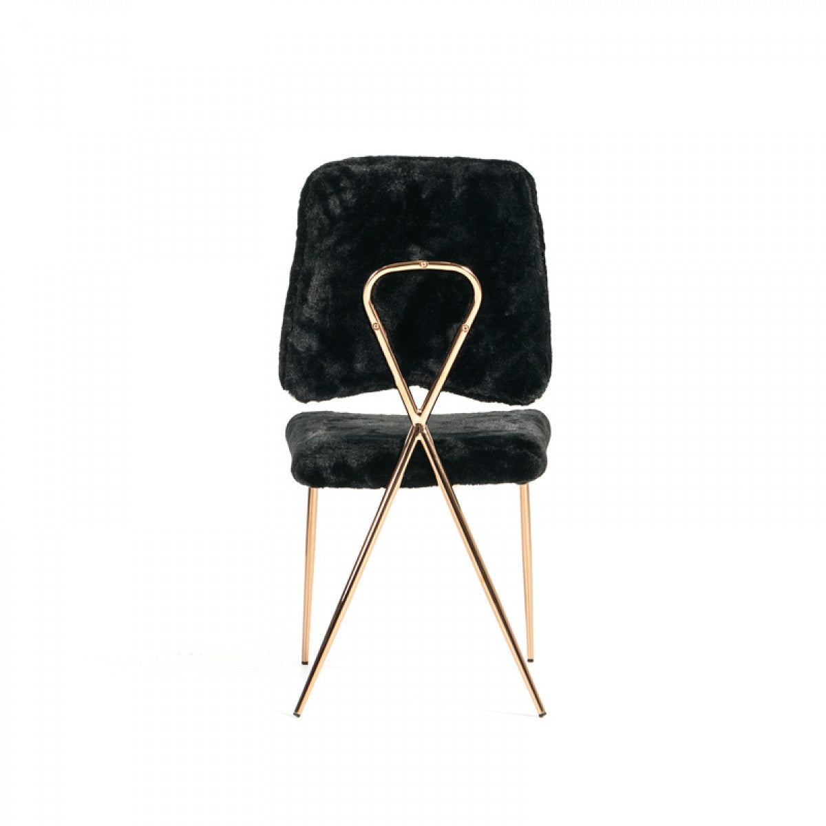 Set Of 2 Glam Modern Black Faux Fur Dining Chairs By Homeroots | Dining Chairs | Modishstore - 5