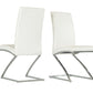 Set Of 2 Modern White Faux Leather And Chrome Dining Chairs By Homeroots | Dining Chairs | Modishstore
