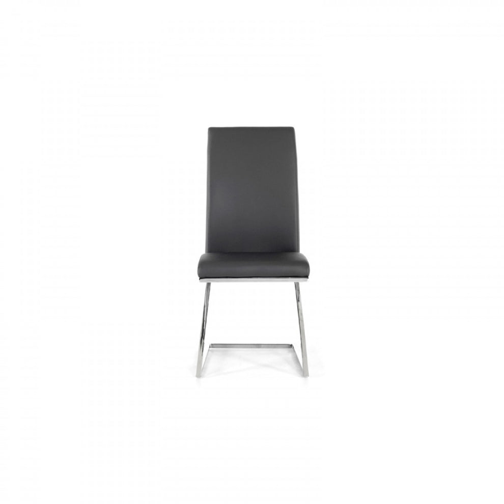 Set Of 2 Modern White Faux Leather And Chrome Dining Chairs By Homeroots | Dining Chairs | Modishstore - 7