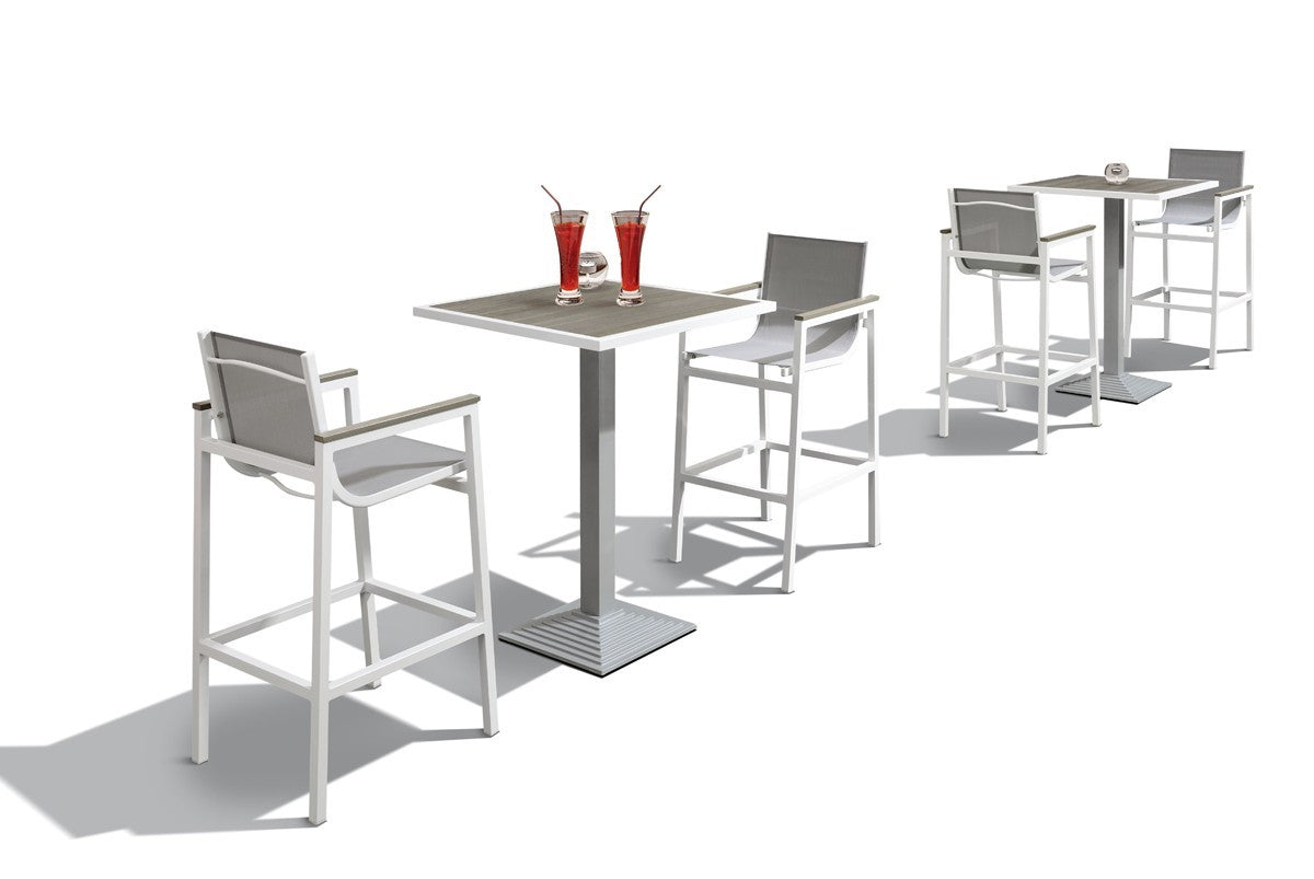 3 piece Modern White and Gray Outdoor Bar Set By Homeroots | Outdoor Dining Sets | Modishstore - 4