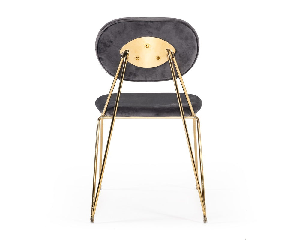 Set Of 2 Mid Century Mod Grey Velvet And Gold Dining Chairs By Homeroots | Dining Chairs | Modishstore - 4