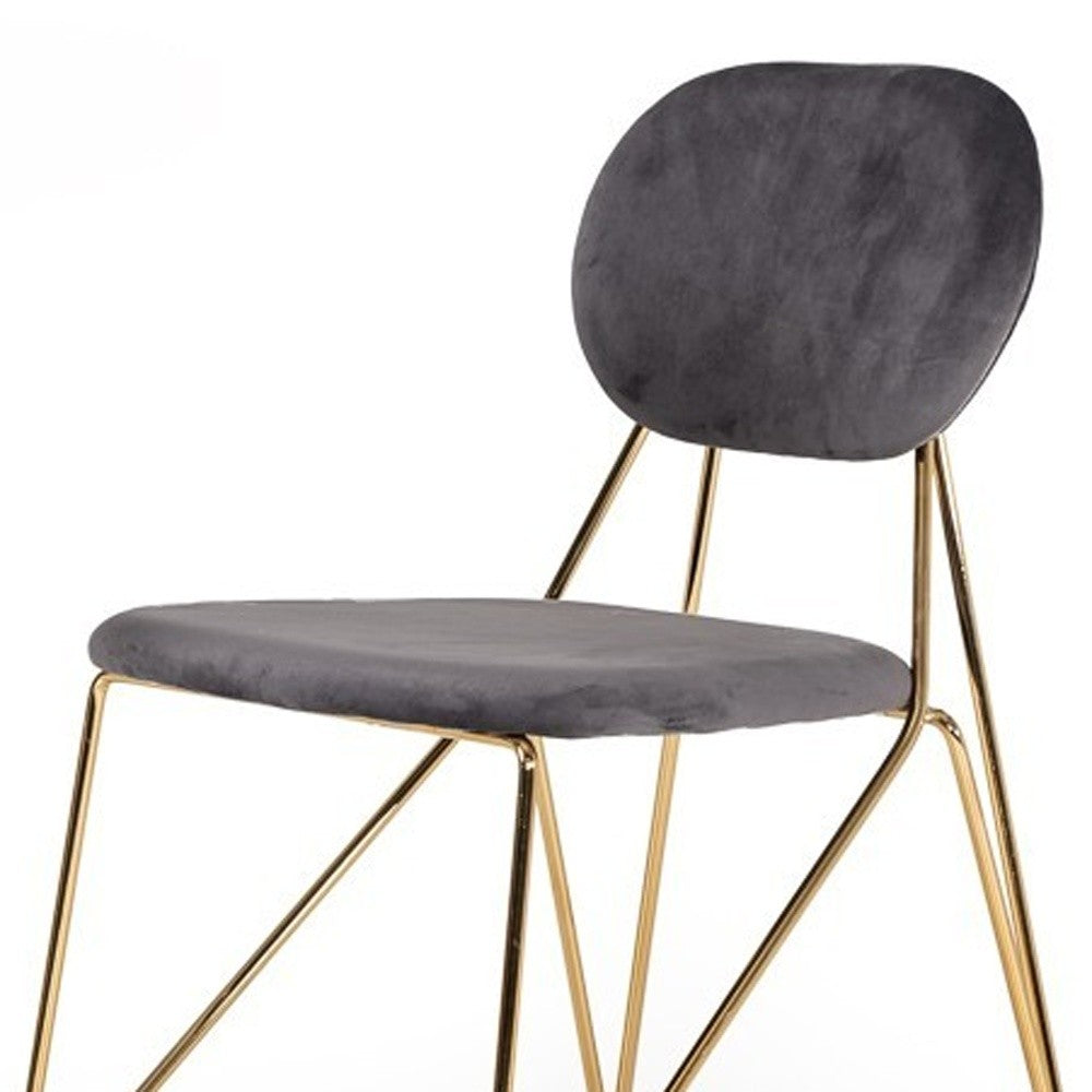 Set Of 2 Mid Century Mod Grey Velvet And Gold Dining Chairs By Homeroots | Dining Chairs | Modishstore - 5