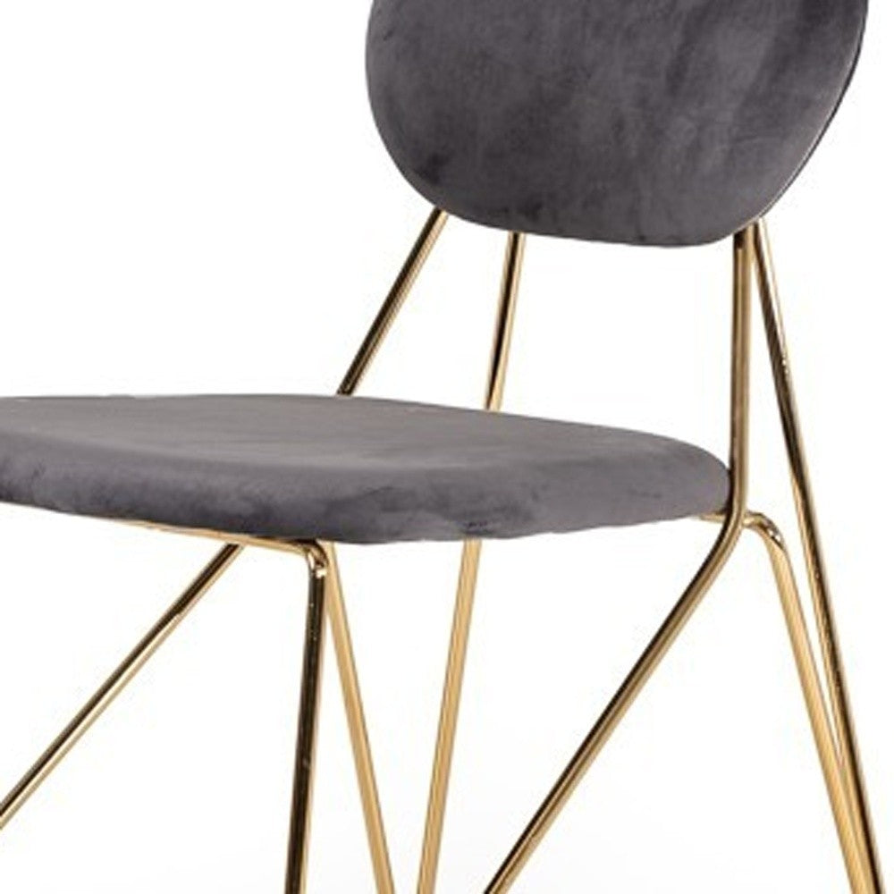 Set Of 2 Mid Century Mod Grey Velvet And Gold Dining Chairs By Homeroots | Dining Chairs | Modishstore - 6