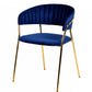 Set Of 2 Curved Chic Blue And Gold Velour Dining Chairs By Homeroots | Dining Chairs | Modishstore