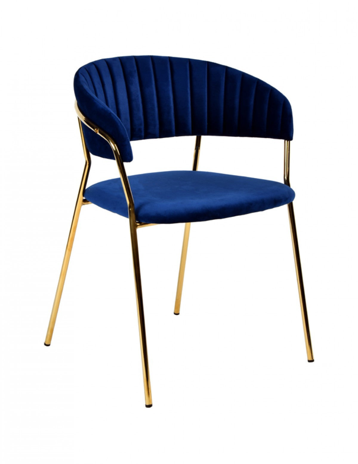 Set Of 2 Curved Chic Blue And Gold Velour Dining Chairs By Homeroots | Dining Chairs | Modishstore - 3