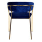 Set Of 2 Curved Chic Blue And Gold Velour Dining Chairs By Homeroots | Dining Chairs | Modishstore - 4