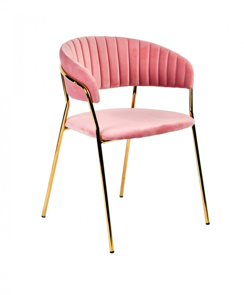 Set Of 2 Curved Chic Blue And Gold Velour Dining Chairs By Homeroots | Dining Chairs | Modishstore - 7
