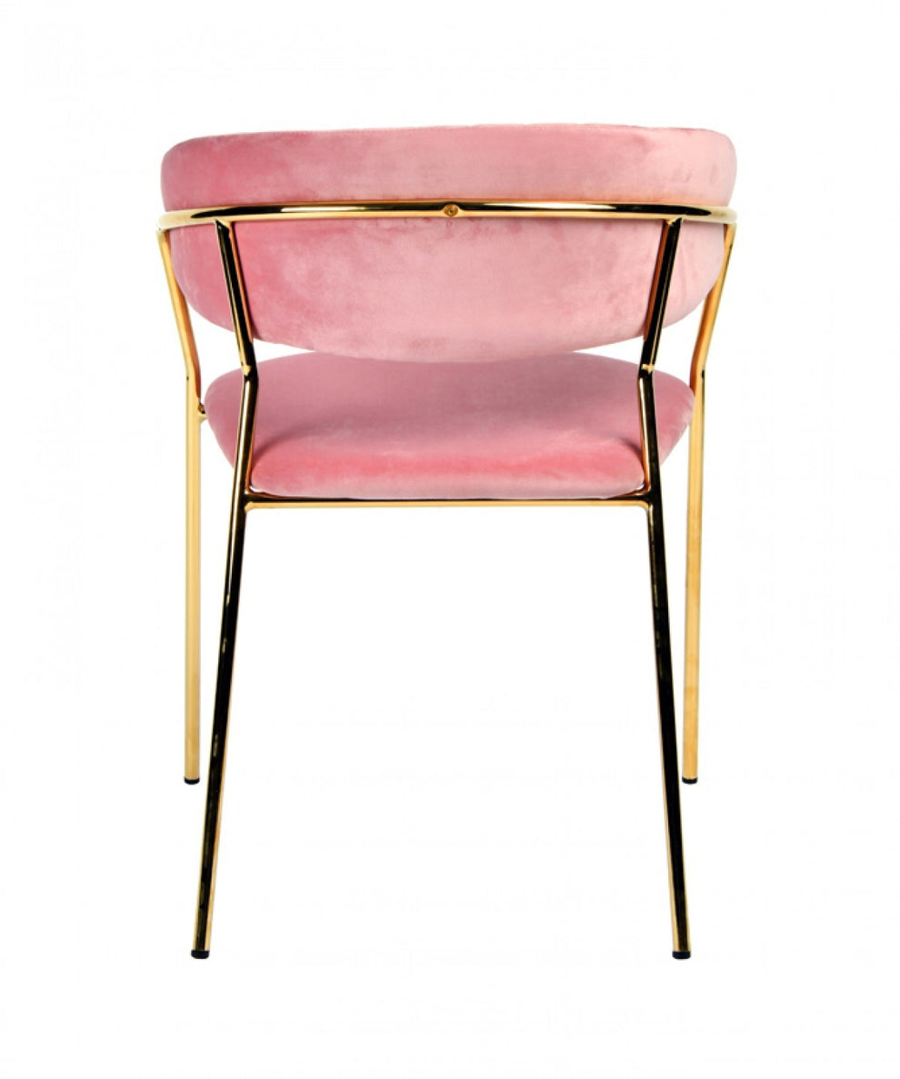 Set Of 2 Curved Chic Blue And Gold Velour Dining Chairs By Homeroots | Dining Chairs | Modishstore - 8