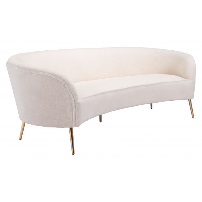 86" White Polyester Blend And Gold Sofa By Homeroots | Sofas | Modishstore